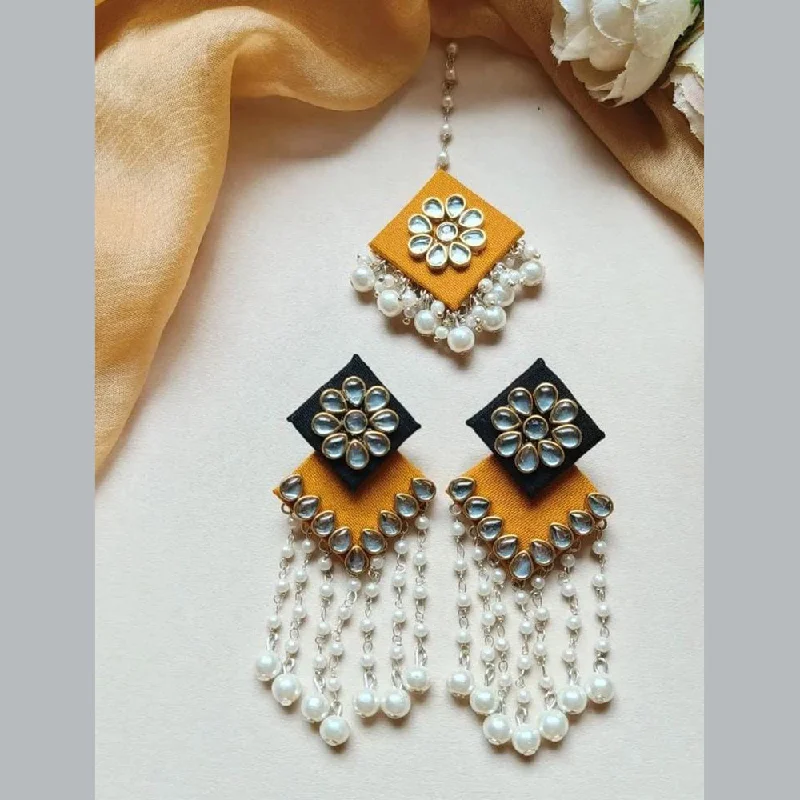 Drop Earrings for Beach Outfit -Shrijicreation Silver Plated Kundan Earring With Maangikka