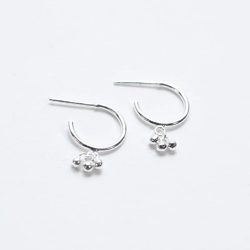 Drop Earrings for Travel Look -Silver Hoops with Hanging Beads