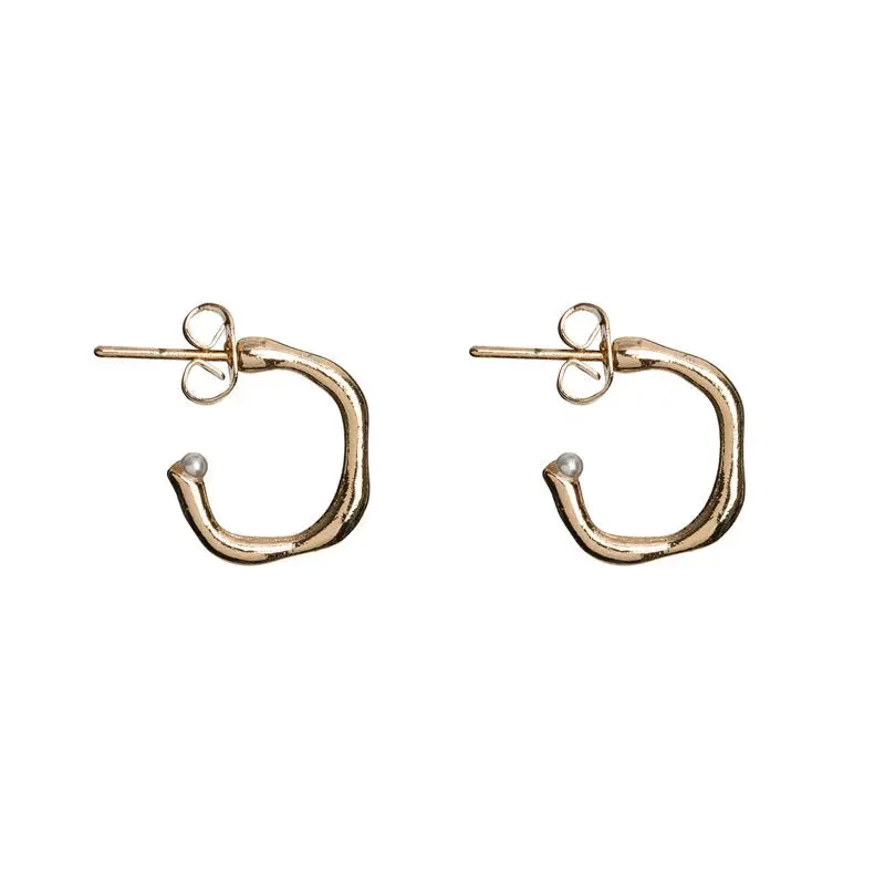 Drop Earrings for Shopping Trip -Small hoops with one pearl