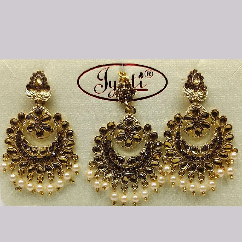 Celtic Drop Earrings with Knotwork -Tip Top Jewellers Gold Plated Austrian Stone And Pearl Earrings With Mangtikka