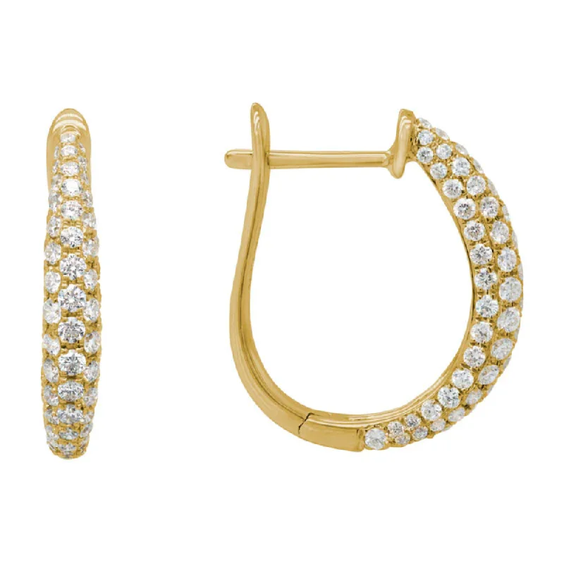 Drop Earrings for Birthday Celebration -14k Diamond Tapered Hoop Earrings