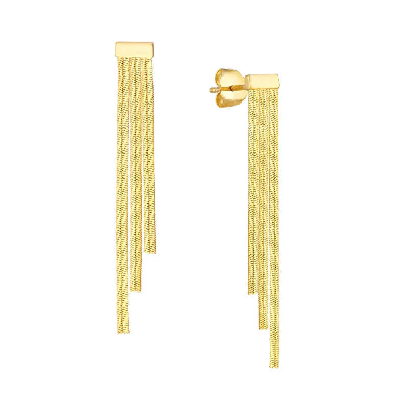 Drop Earrings for Shopping Trip -14k Gold Triple Snake Chain Earrings