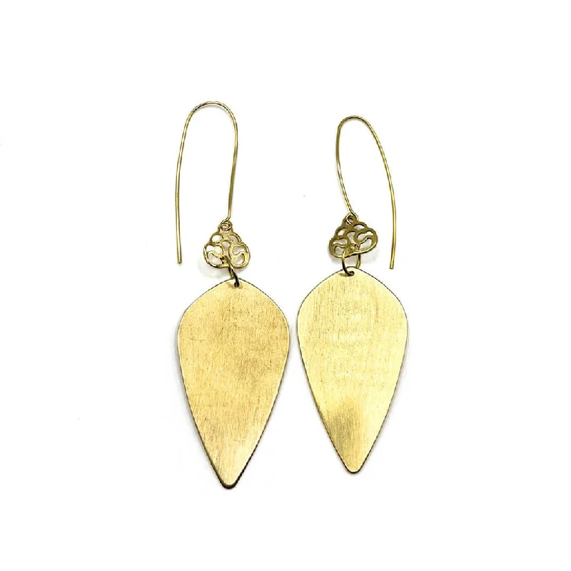 Drop Earrings with Abstract Designs -Brass Droplet Earrings