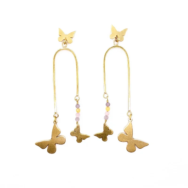 Drop Earrings with Wave Designs -Butterfly Chandelier Earrings