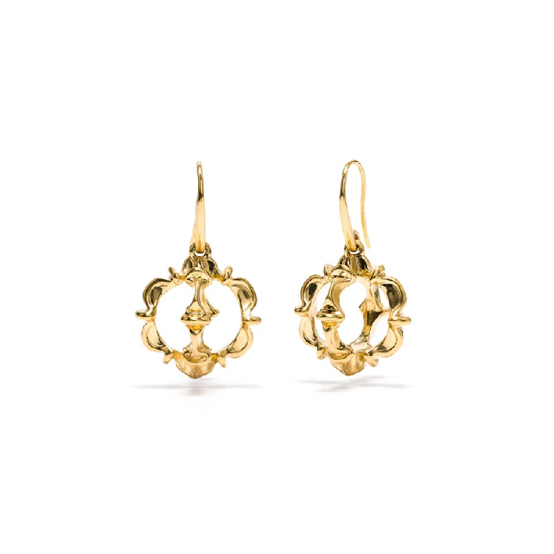 Heart Shaped Drop Earrings for Love -Capucine de Wulf Bliss Ruffle Urchin Earrings in Gold