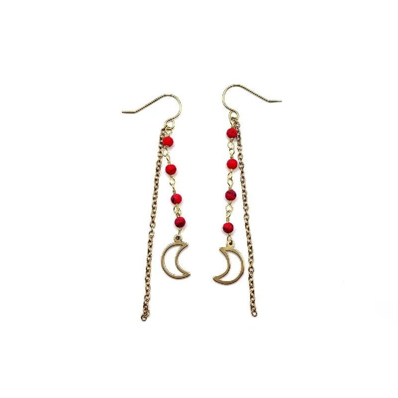 Drop Earrings with Filigree Work -Coastal Moon Drop Earrings