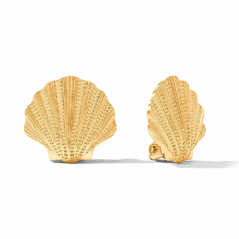 Drop Earrings for Gym Workout -Julie Vos Sanibel Shell Clip Earrings