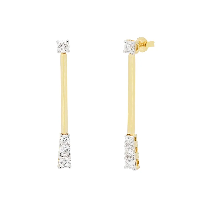 Drop Earrings for Engagement Party -Diamond Drop Earrings in 14kt Yellow Gold (1ct tw)