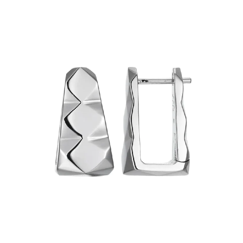 Leverback Drop Earrings for Comfort -Elle "Captivate" Sterling Silver Rectangular Hoop Earrings