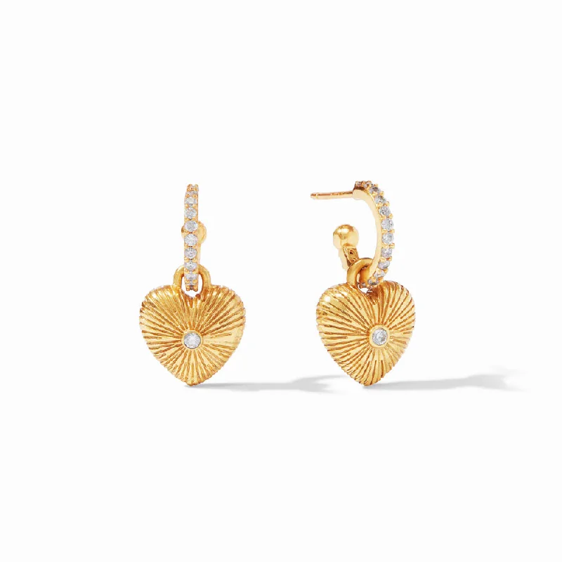 Drop Earrings for Yoga Session -Julie Vos Esme Heart Hoop & Charm Earrings - Cubic Zirconia