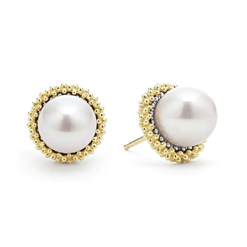 Drop Earrings with Animal Motifs -Lagos Luna 18k Gold Caviar Pearl Stud Earrings