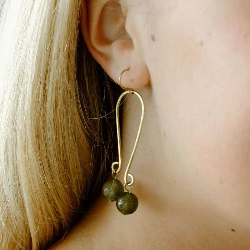 Drop Earrings with Polished Shine -Olive Swirl Earrings