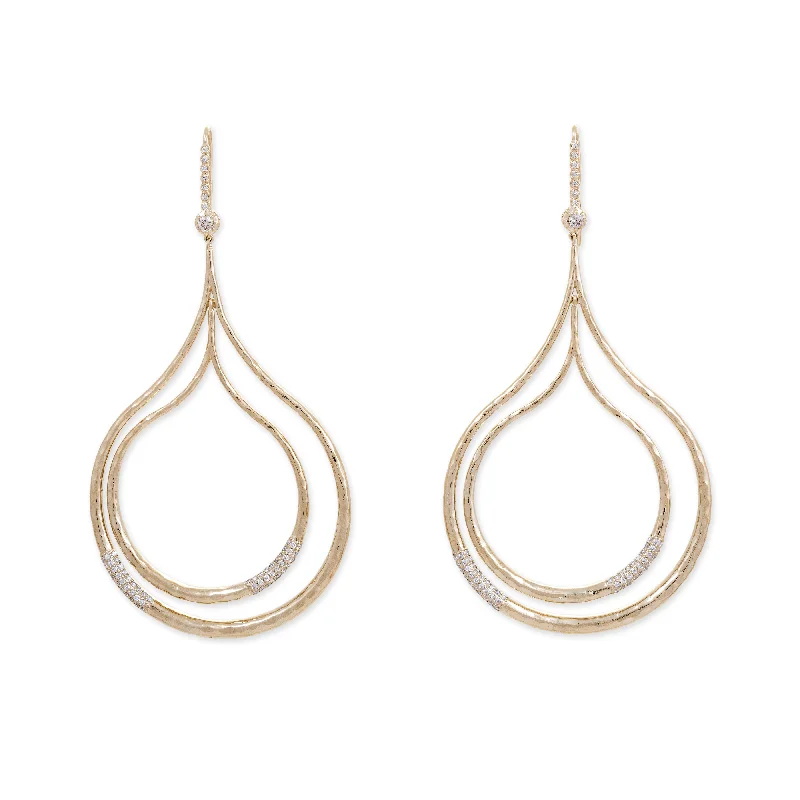 Drop Earrings for Graduation Day -SOPHIA DIAMOND PARTIAL PAVE ARABIAN HOOP EARRINGS