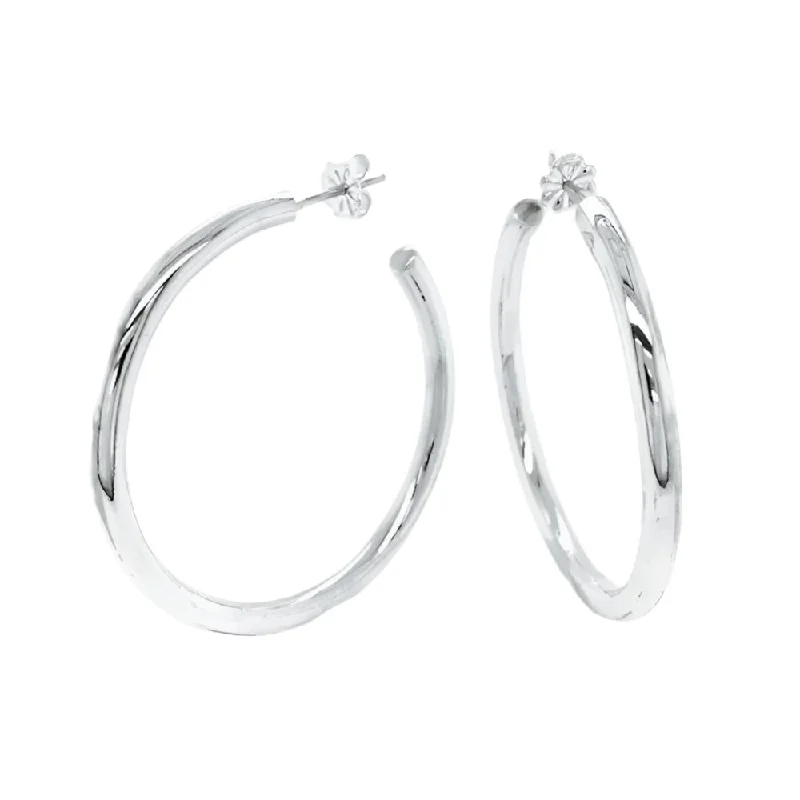 Drop Earrings for Engagement Party -Sterling Silver Large Tube Hoop Earrings