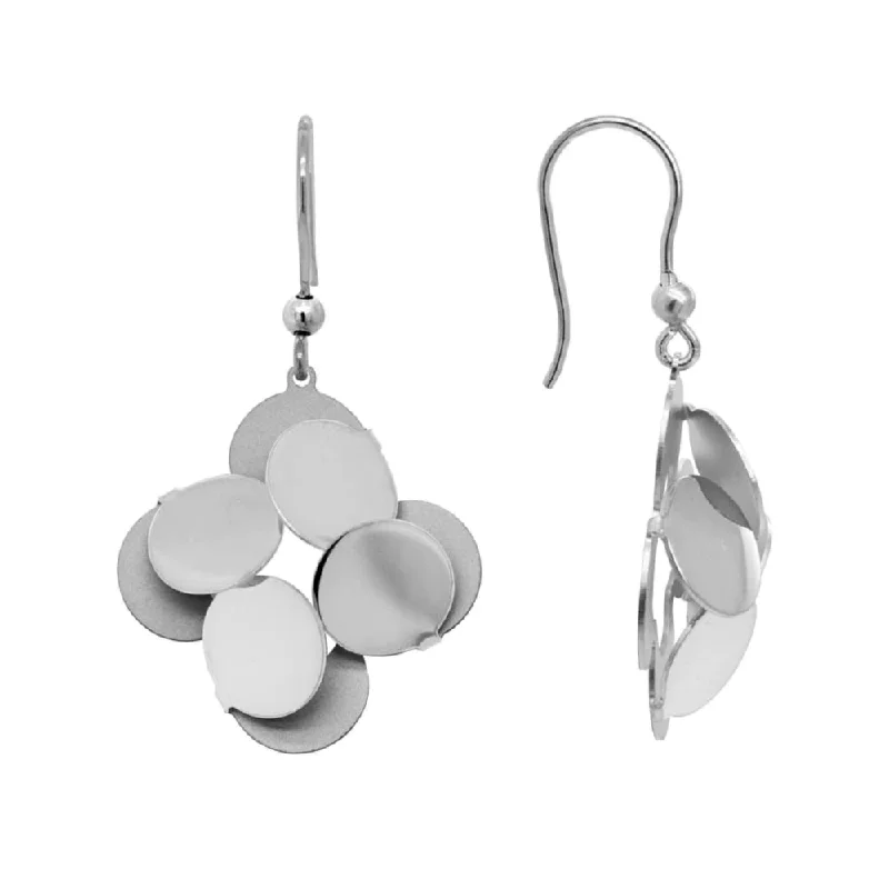 Indian Drop Earrings with Intricacy -Sterling Silver Matte and Polished Multi Circle Dangle Earrings