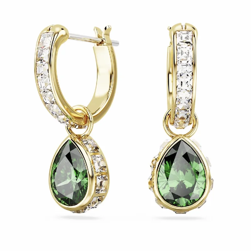 Nickel Free Drop Earrings for Safety -Swarovski Pear Shape Green Stilla Drop Earrings