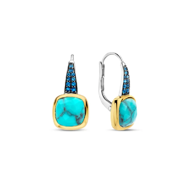 Hippie Drop Earrings with Beads -Ti Sento Vibrant Turquoise Drop Earrings