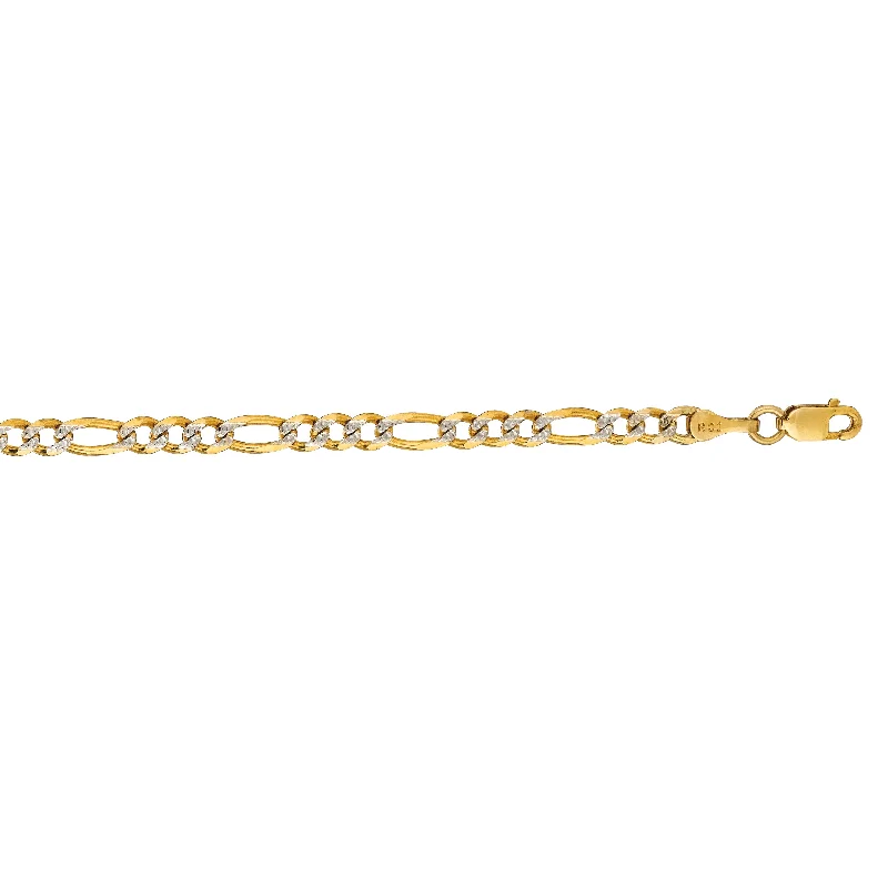 Best necklaces and pendants with seashell designs for a tropical, beachy vibe-14K Gold 3.65mm White Pave Figaro Chain