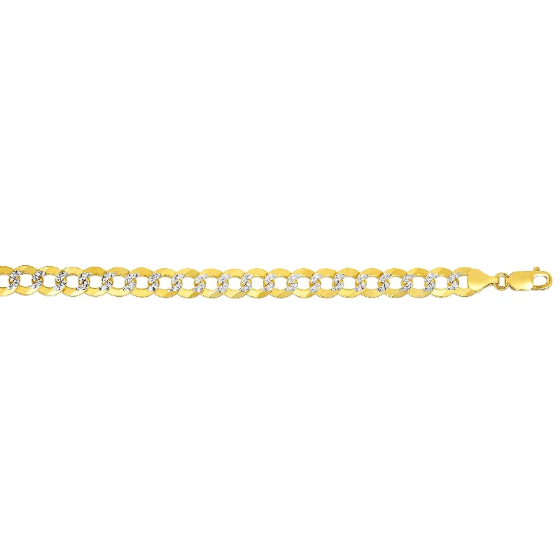 Best necklaces and pendants with black diamonds for an edgy, bold statement-14K Gold 8.3mm White Pave Curb Chain