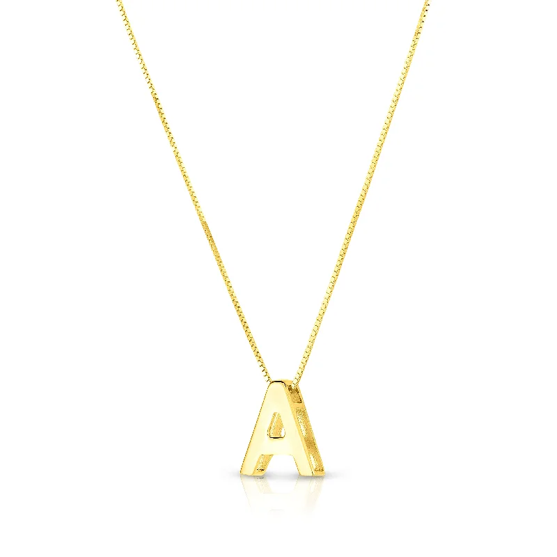 Stunning necklaces and pendants with jade gemstones for a calming green hue-14K Gold Block Letter Initial A Necklace