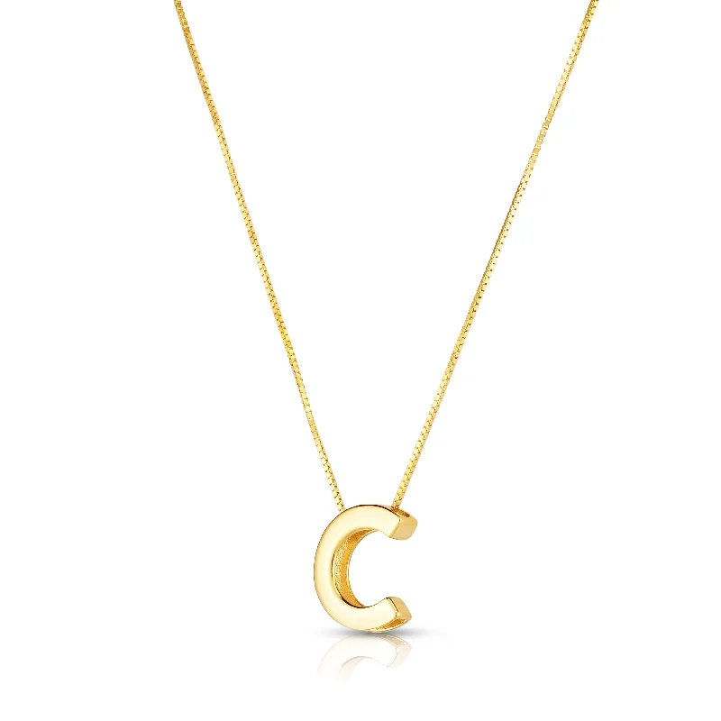 Stunning necklaces and pendants with ruby and diamond combinations for a luxurious effect-14K Gold Block Letter Initial C Necklace