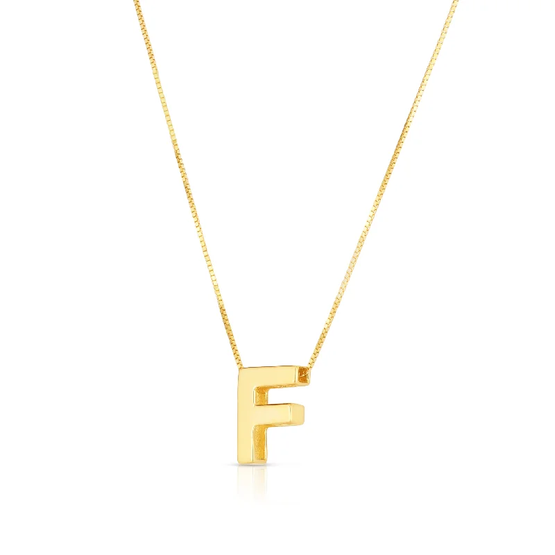 Personalized necklaces and pendants with name engravings for a custom touch-14K Gold Block Letter Initial F Necklace