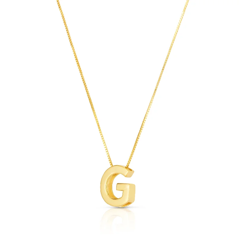 Best necklaces and pendants with heart-shaped designs for a romantic look-14K Gold Block Letter Initial G Necklace