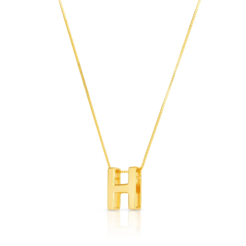 Simple necklaces and pendants with tiny charms for a delicate and casual vibe-14K Gold Block Letter Initial H Necklace