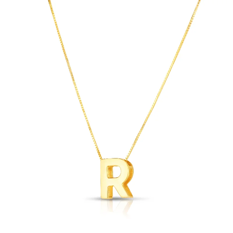 Stunning necklaces and pendants with birthstone pendants for a personal touch-14K Gold Block Letter Initial R Necklace