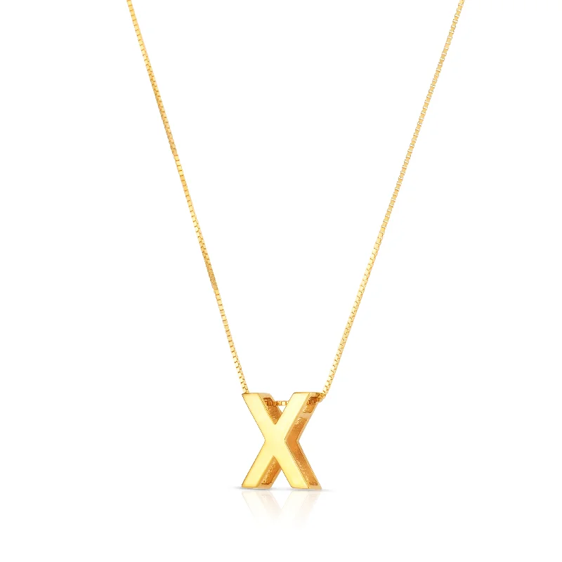 Trendy necklaces and pendants with statement pieces for a bold fashion statement-14K Gold Block Letter Initial X Necklace