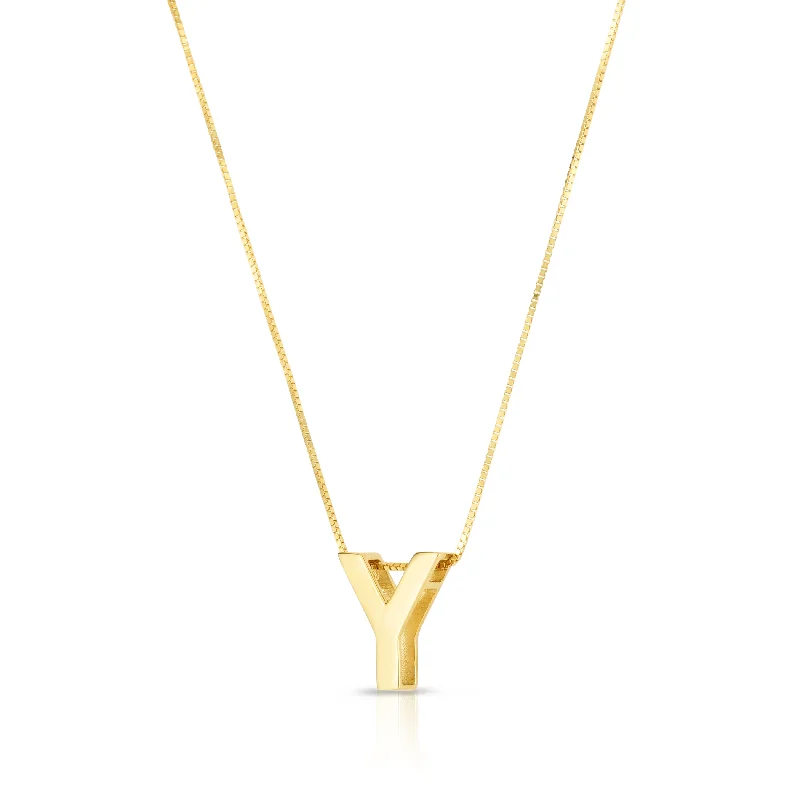 Best necklaces and pendants with matching earrings for a coordinated, elegant look-14K Gold Block Letter Initial Y Necklace