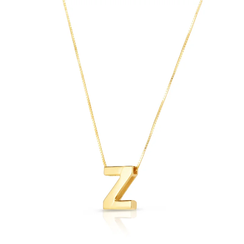 Necklaces and pendants with angel wing motifs for a spiritual, meaningful design-14K Gold Block Letter Initial Z Necklace