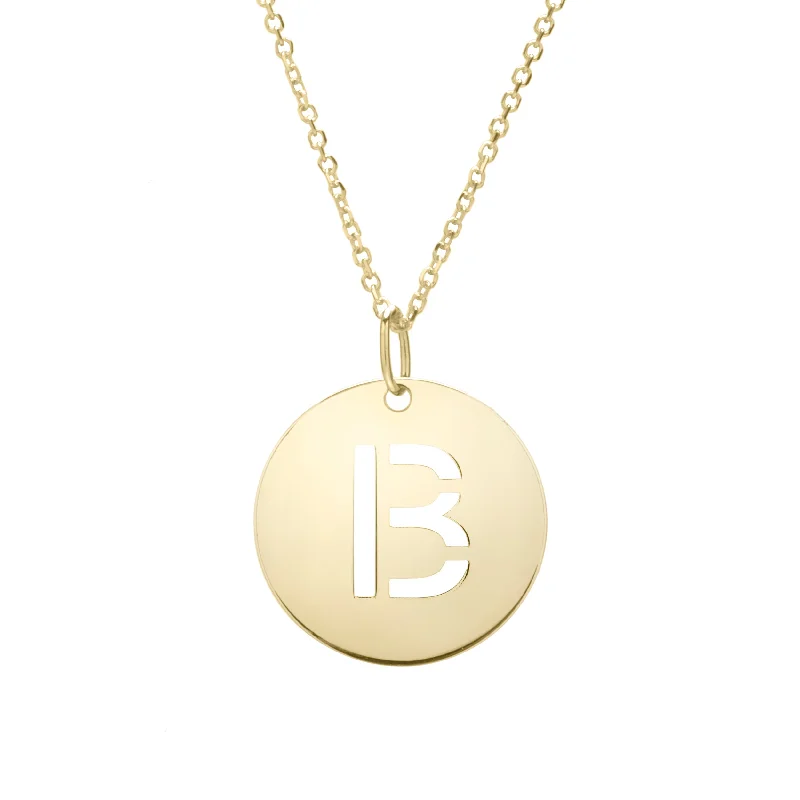 Beautiful necklaces and pendants with geometric shapes for a modern, artistic design-14K Gold Disc Initial B Necklace