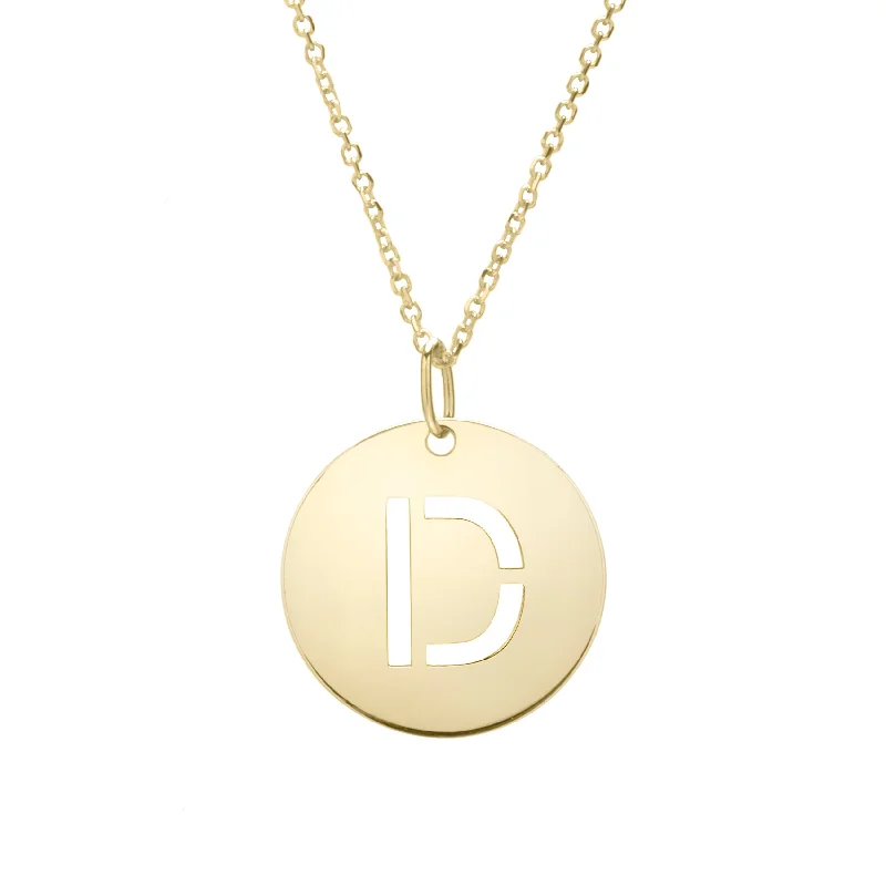 Necklaces and pendants with infinity love symbols for an eternal, romantic gesture-14K Gold Disc Initial D Necklace