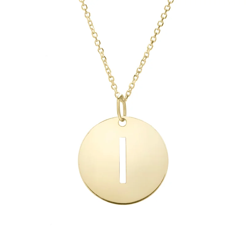 Necklaces and pendants with geometric pendants for a clean, contemporary design-14K Gold Disc Initial I Necklace