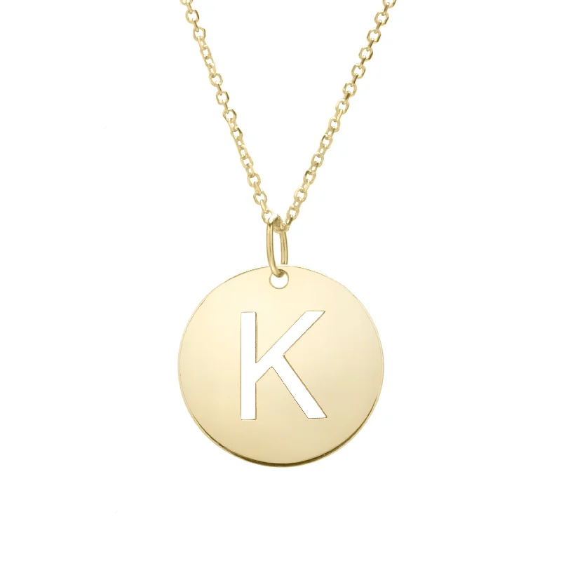 Unique necklaces and pendants with gemstones for a colorful and vibrant statement-14K Gold Disc Initial K Necklace