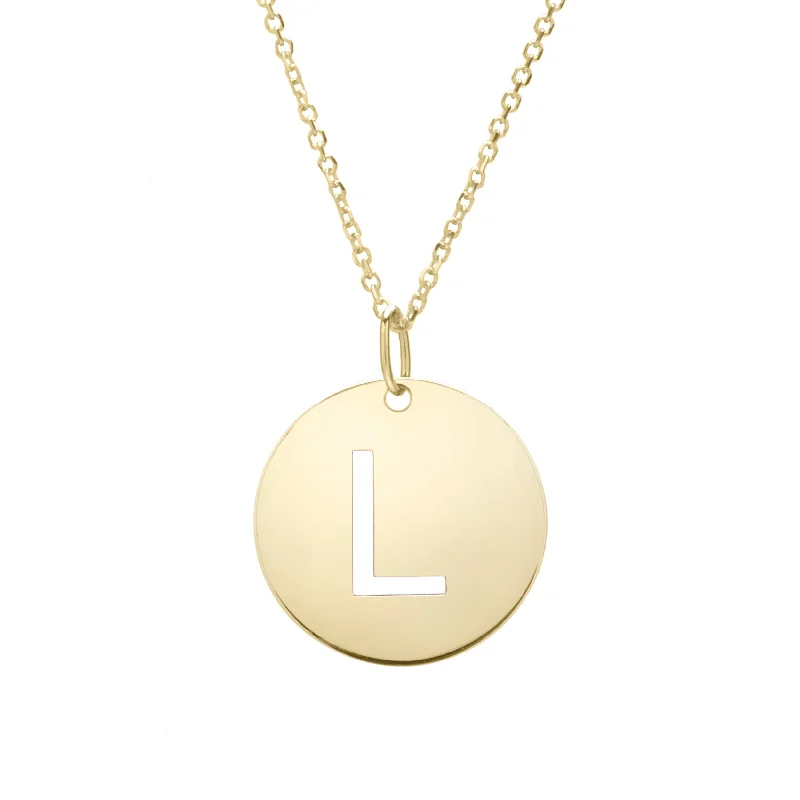 Personalized necklaces and pendants with name engravings for a custom touch-14K Gold Disc Initial L Necklace