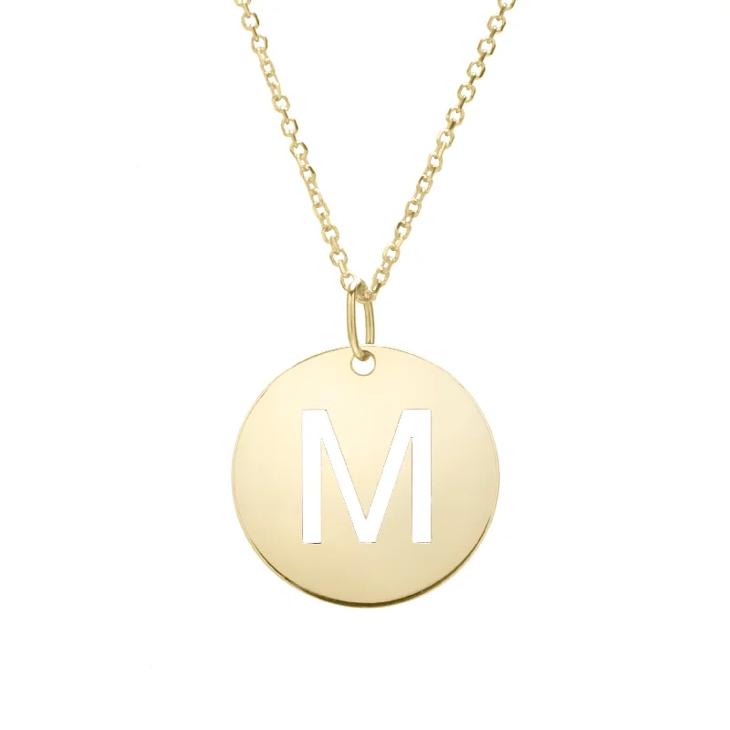 Best necklaces and pendants with sterling silver for an affordable yet stylish choice-14K Gold Disc Initial M Necklace