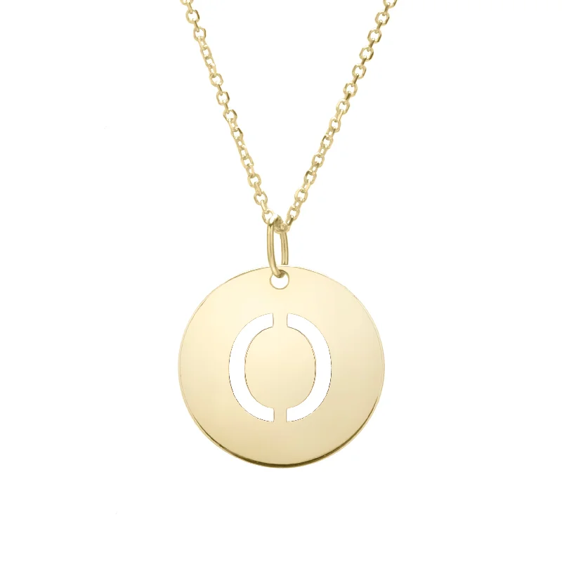 Best necklaces and pendants with heart-shaped designs for a romantic look-14K Gold Disc Initial O Necklace