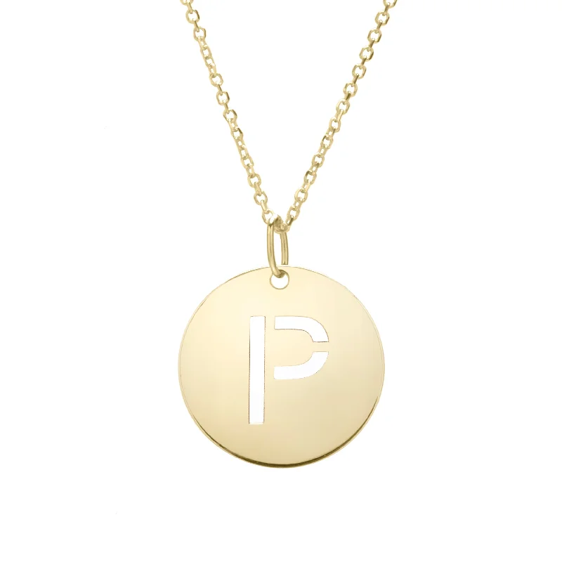 Necklaces and pendants with pearls for a classic and sophisticated touch-14K Gold Disc Initial P Necklace