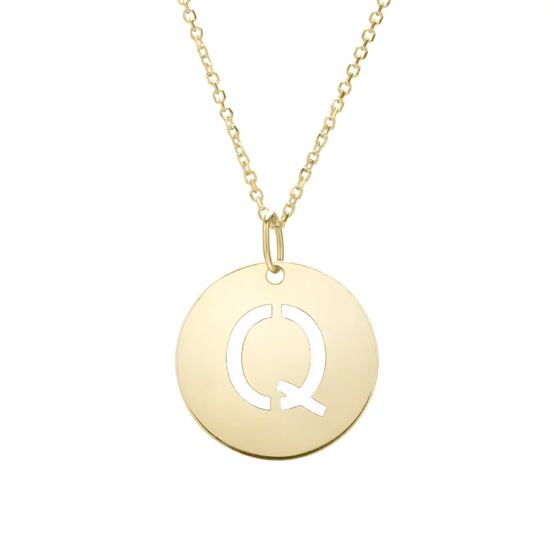 Best necklaces and pendants with crystal accents for a sparkling and elegant style-14K Gold Disc Initial Q Necklace