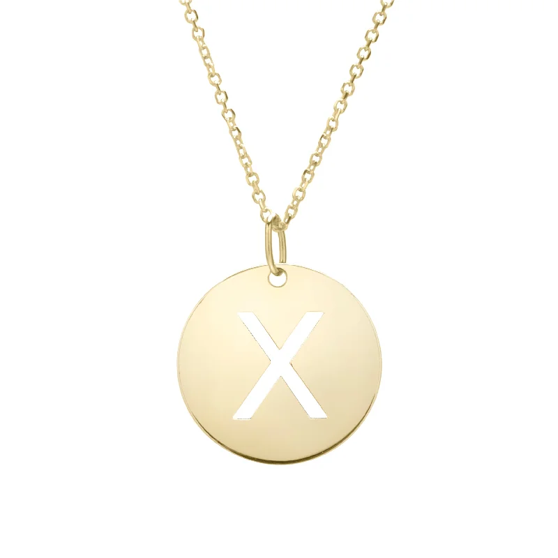 Best necklaces and pendants with floral designs for a feminine and elegant feel-14K Gold Disc Initial X Necklace