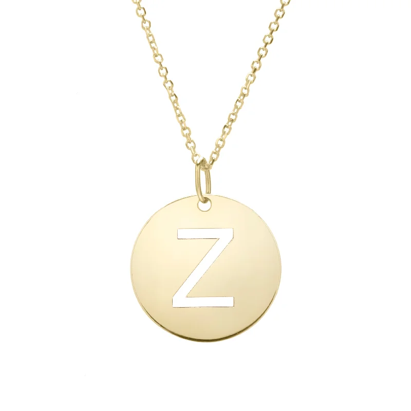 Stunning necklaces and pendants with birthstone pendants for a personal touch-14K Gold Disc Initial Z Necklace