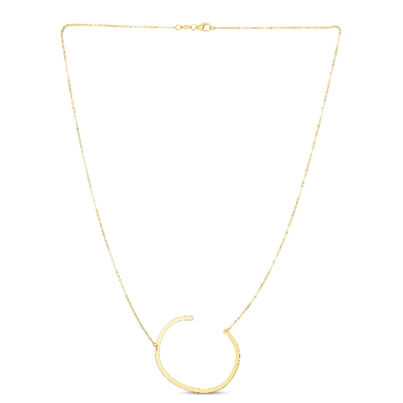 Best necklaces and pendants with art deco elements for a vintage, glamorous design-14K Gold Large Initial C Necklace