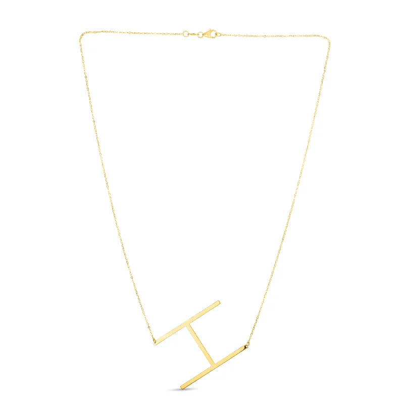 Necklaces and pendants with pearls for a classic and sophisticated touch-14K Gold Large Initial H Necklace