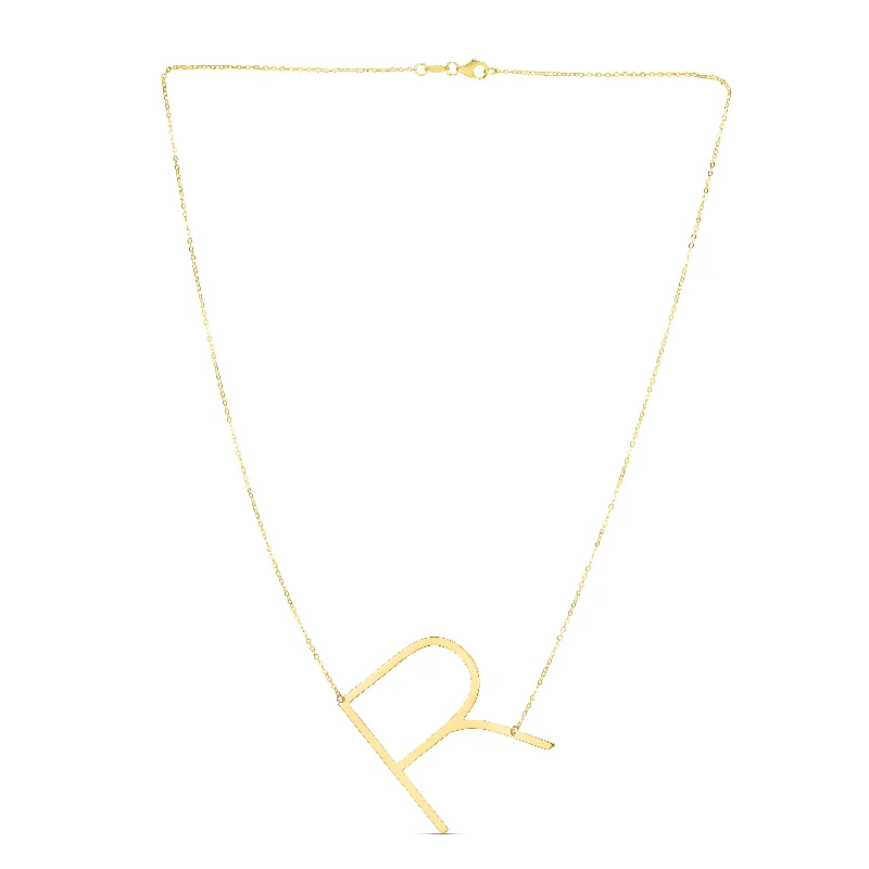 Necklaces and pendants with diamond pendants for a luxurious sparkling effect-14K Gold Large Initial R Necklace