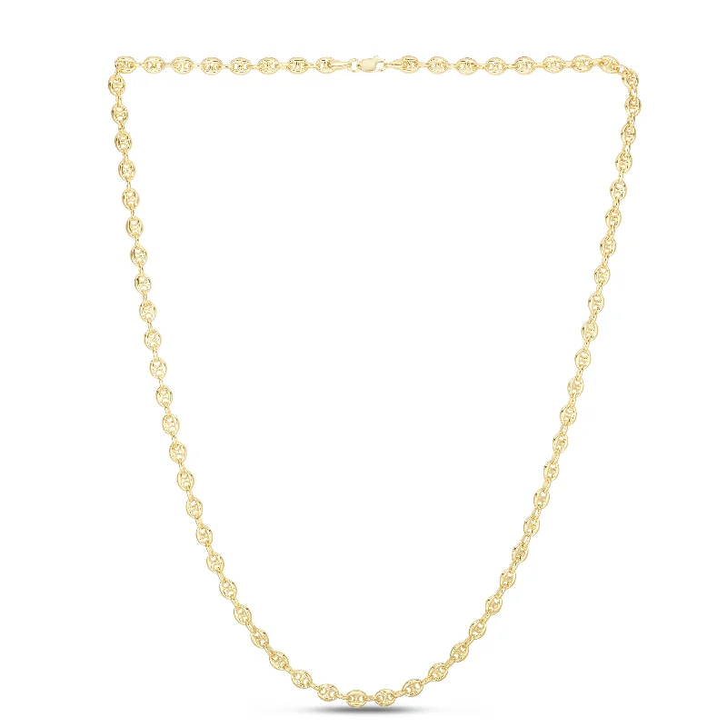 Beautiful necklaces and pendants with diamond-encrusted designs for maximum sparkle-14K Gold Puffed Mariner Chain