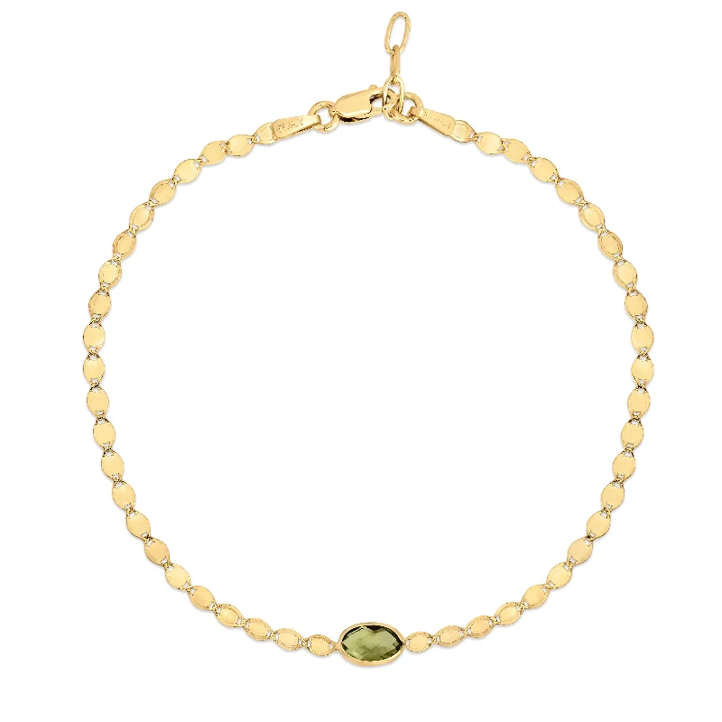 Unique necklaces and pendants with tree of life motifs for nature-inspired elegance-14K Peridot Mirrored Chain Necklace