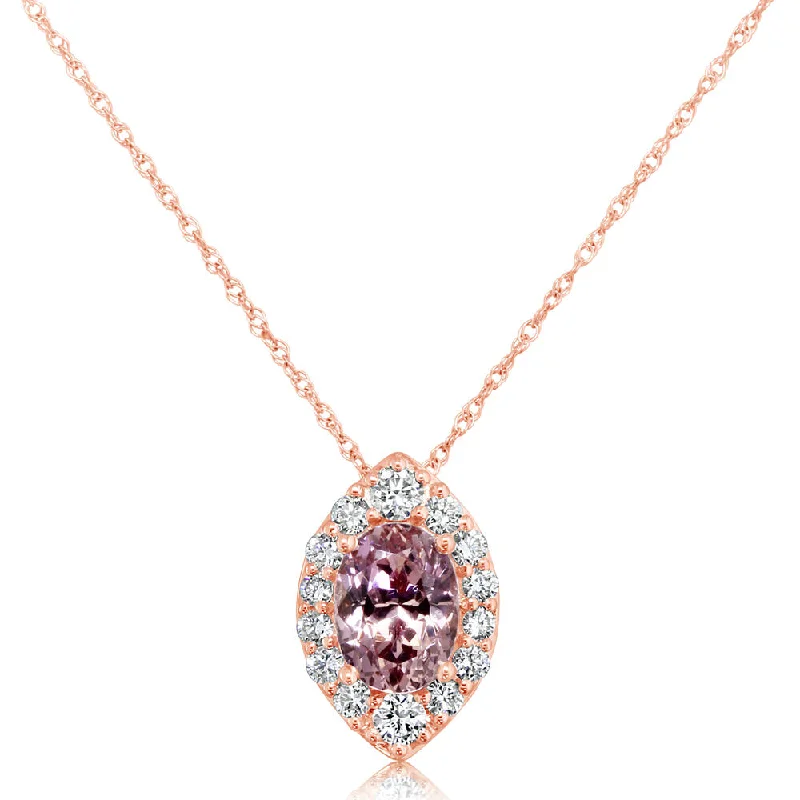 Beautiful necklaces and pendants with natural stones for an earthy, organic vibe-14K Rose Gold Lotus Garnet/Diamond Pendant