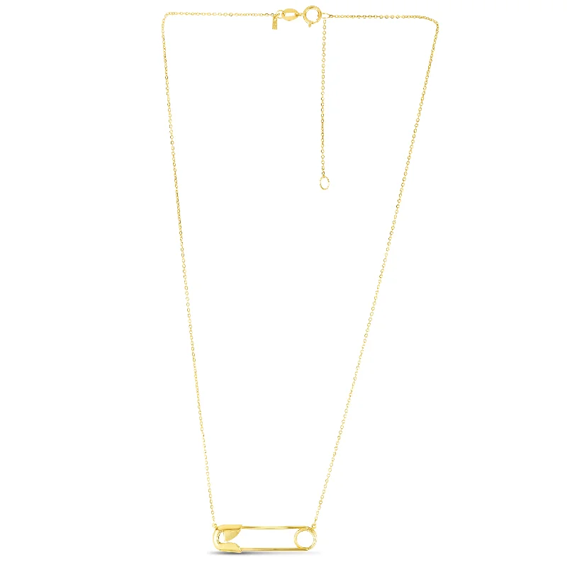 Necklaces and pendants with clear quartz for a pure and radiant look-14K Safety Pin Necklace